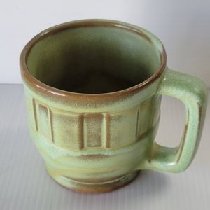 Vintage Frankoma Mug Wagon Wheel Prairie Green